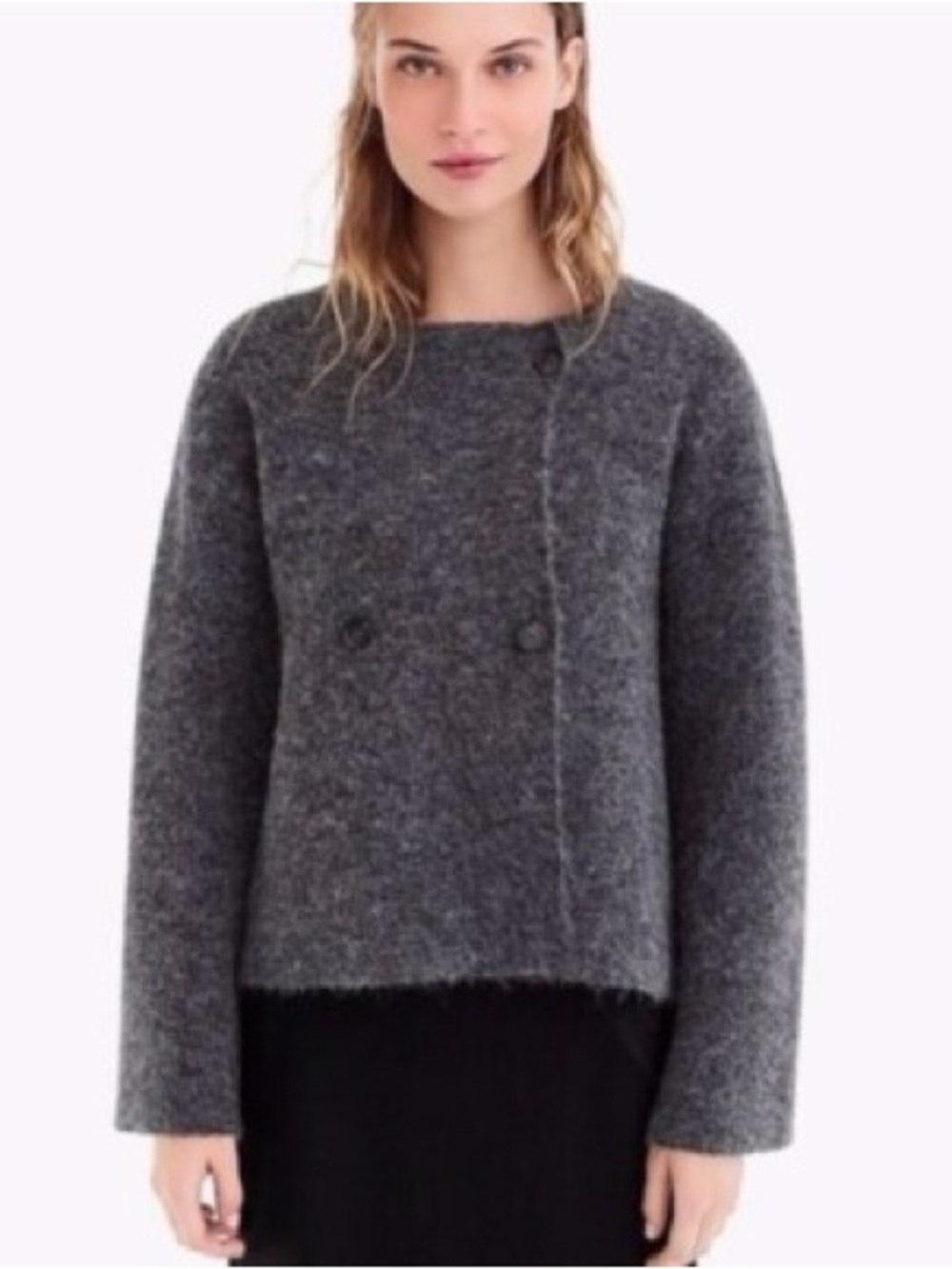 J. Crew Collection Double Breasted Sweater Wool Alpaca Blend Gray Jacket